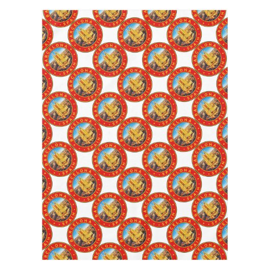 Barcelona, Spain, circle, red テーブルクロス (正面)