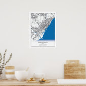 Barcelona Spain City Map Travel Simple Minimal ポスター (キッチン)