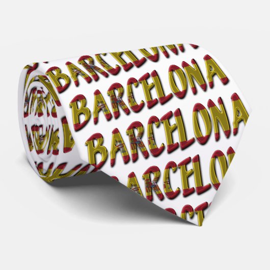 Barcelona Spain Flag Colors Typography ネクタイ (ロール)