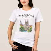 Barcelona Spain – Iconic Cathedral トライブレンドＴシャツ (正面)