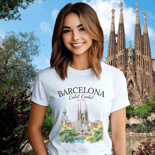 Barcelona Spain – Iconic Cathedral トライブレンドＴシャツ