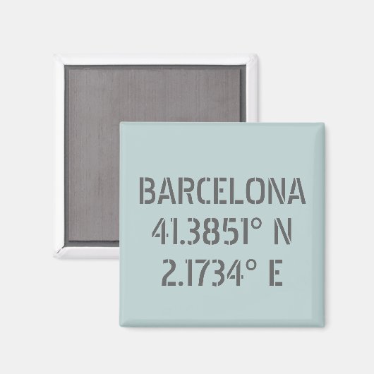 Barcelona Spain Latitude and Longitude マグネット (正面/裏面)