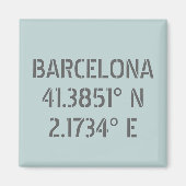 Barcelona Spain Latitude and Longitude  マグネット (正面)