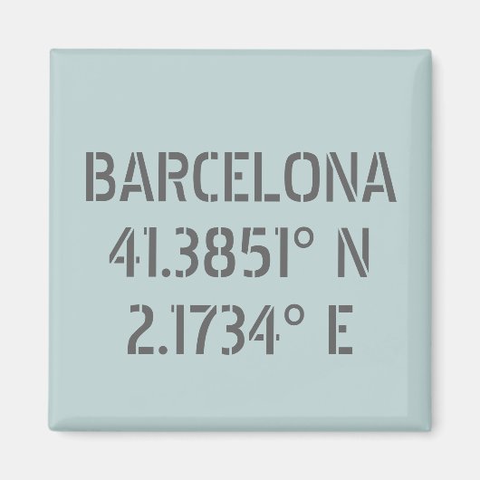Barcelona Spain Latitude and Longitude  マグネット (正面)