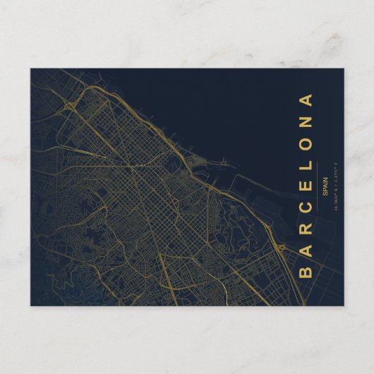 Barcelona Spain Map Minimal Postcard ポストカード (正面)