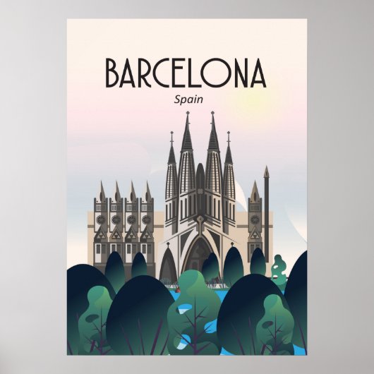 Barcelona Spain Travel Poster, Print,  ポスター (正面)