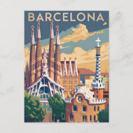 Barcelona Spain vintage シーズンポストカード