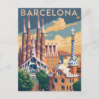 Barcelona Spain vintage シーズンポストカード