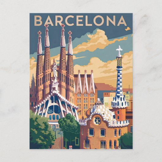 Barcelona Spain vintage シーズンポストカード (正面)