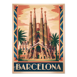 Barcelona Spain vintage フォトプリント