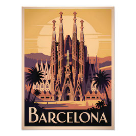 Barcelona Spain vintage フォトプリント