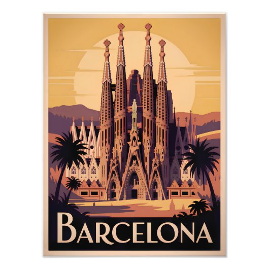 Barcelona Spain vintage フォトプリント (正面)