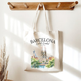 Barcelona Spain Vintage Art Landscape トートバッグ