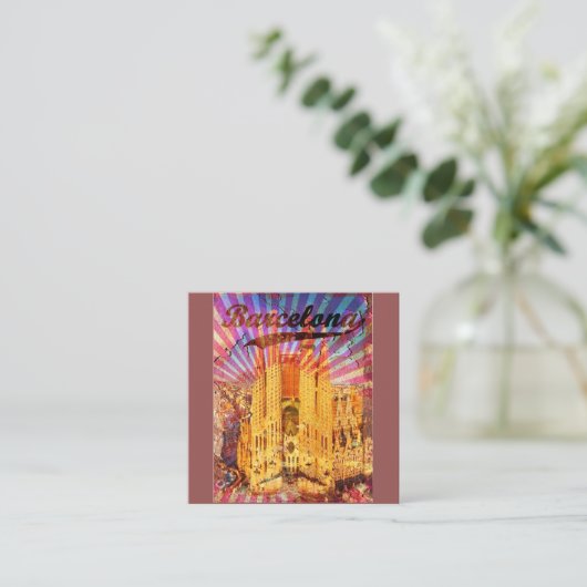 Barcelona, Spain, Vintage poster スクエア名刺 (スタンド正面)