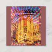Barcelona, Spain, Vintage poster スクエア名刺 (正面)