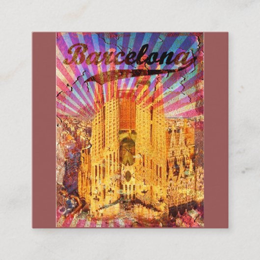 Barcelona, Spain, Vintage poster スクエア名刺 (正面)
