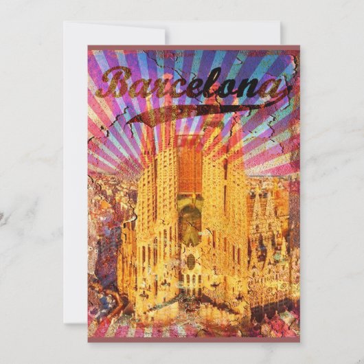 Barcelona, Spain, Vintage poster 招待状 (正面)