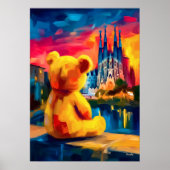 Barcelona Teddy Fauvist Sunset Skyline Print ポスター (正面)