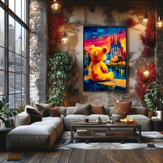 Barcelona Teddy Fauvist Sunset Skyline Print ポスター