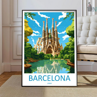 Barcelona Travel Print Wall Art Barcelona Wall Han ポスター