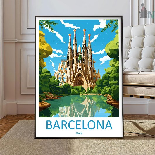 Barcelona Travel Print Wall Art Barcelona Wall Han ポスター