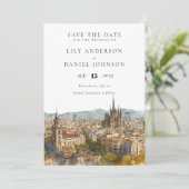 Barcelona Watercolor Destination Wedding セーブザデート (スタンド正面)