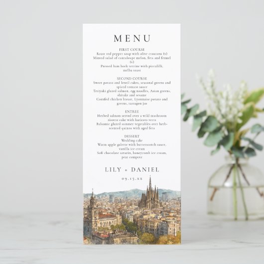 Barcelona Watercolor Destination Wedding メニュー (スタンド正面)