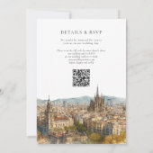 Barcelona Watercolor QR Code Wedding 招待状 (裏面)