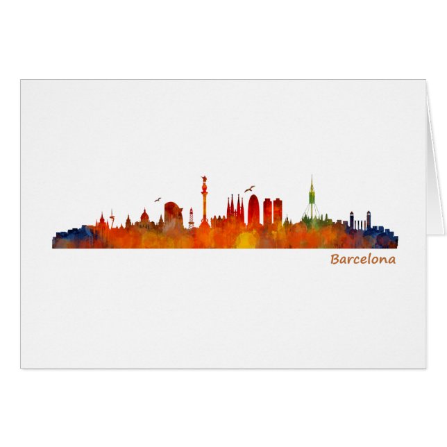 Barcelona watercolor skyline v01 (正面横)