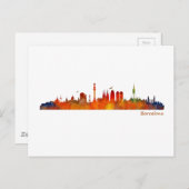 Barcelona watercolor skyline v01 ポストカード (正面/裏面)