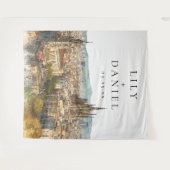 Barcelona Wedding Photo Backdrop タペストリー (正面(横))