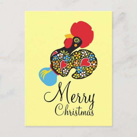 Barcelos Nr 06のメリークリスマスの有名なオンドリ シーズンポストカード (正面)