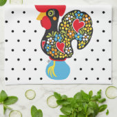 Barcelos Nr 06の有名なオンドリ-水玉模様 キッチンタオル (折り畳み)