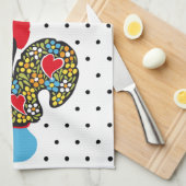 Barcelos Nr 06の有名なオンドリ-水玉模様 キッチンタオル (四つ折り)