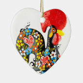 Barcelos Nr 06の有名なオンドリ-花の版 セラミックオーナメント (右)