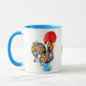 Barcelos Nr 06の有名なオンドリ-花の版 マグカップ (左)