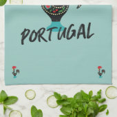 Barcelos Rooster、ポルトガル語のシンボル（青） キッチンタオル (折り畳み)