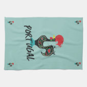 Barcelos Rooster、ポルトガル語のシンボル（青） キッチンタオル (横)