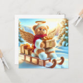 Bärchen Plüschbär auf Schlitten mit Geschenken カード (正面/裏面インサイチュ)