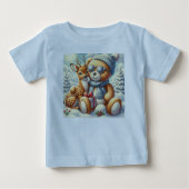 Bärchen Rehkitz im Schnee mit Geschenk ベビーTシャツ (正面)