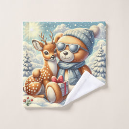 Bärchen Rehkitz Weihnachten Christmas ウォッシュタオル