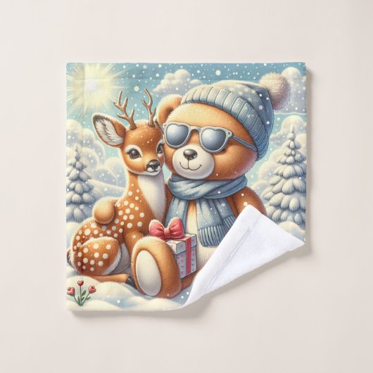 Bärchen Rehkitz Weihnachten Christmas ウォッシュタオル (ウォッシュタオル)