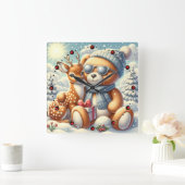 Bärchen Rehkitz Weihnachten Christmas スクエア壁時計 (ホーム)
