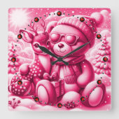 Bärchen Rehkitz Weihnachten Christmas スクエア壁時計 (正面)