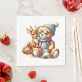 Bärchen und sein Rehkitz im Schnee スタンダードランチョンナプキン (インサイチュ)