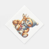 Bärchen und sein Rehkitz im Schnee スタンダードランチョンナプキン (角)