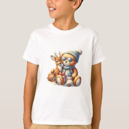 Bärchen und sein Rehkitz im Schnee Tシャツ