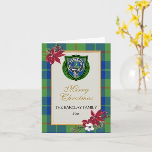 Barclay Scottish Clan Tartan & Crest カード (黄色い花)