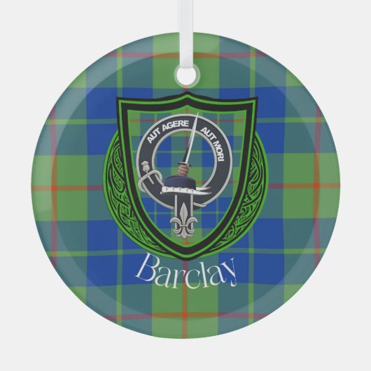 Barclay Scottish Clan Tartan & Crest ガラスオーナメント (正面)