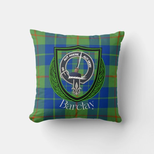 Barclay Scottish Clan Tartan & Crest クッション (正面)